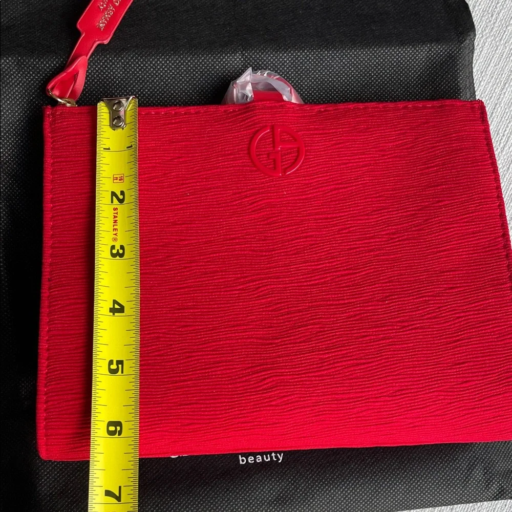 Giorgio Armani Red Zip Cosmetic Pouch clutch